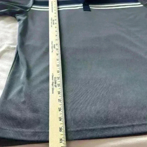 Callaway Men’s (L) Short Sleeve Birdseye Block Polo, Grey, Blue and White Stripe - Picture 7 of 7